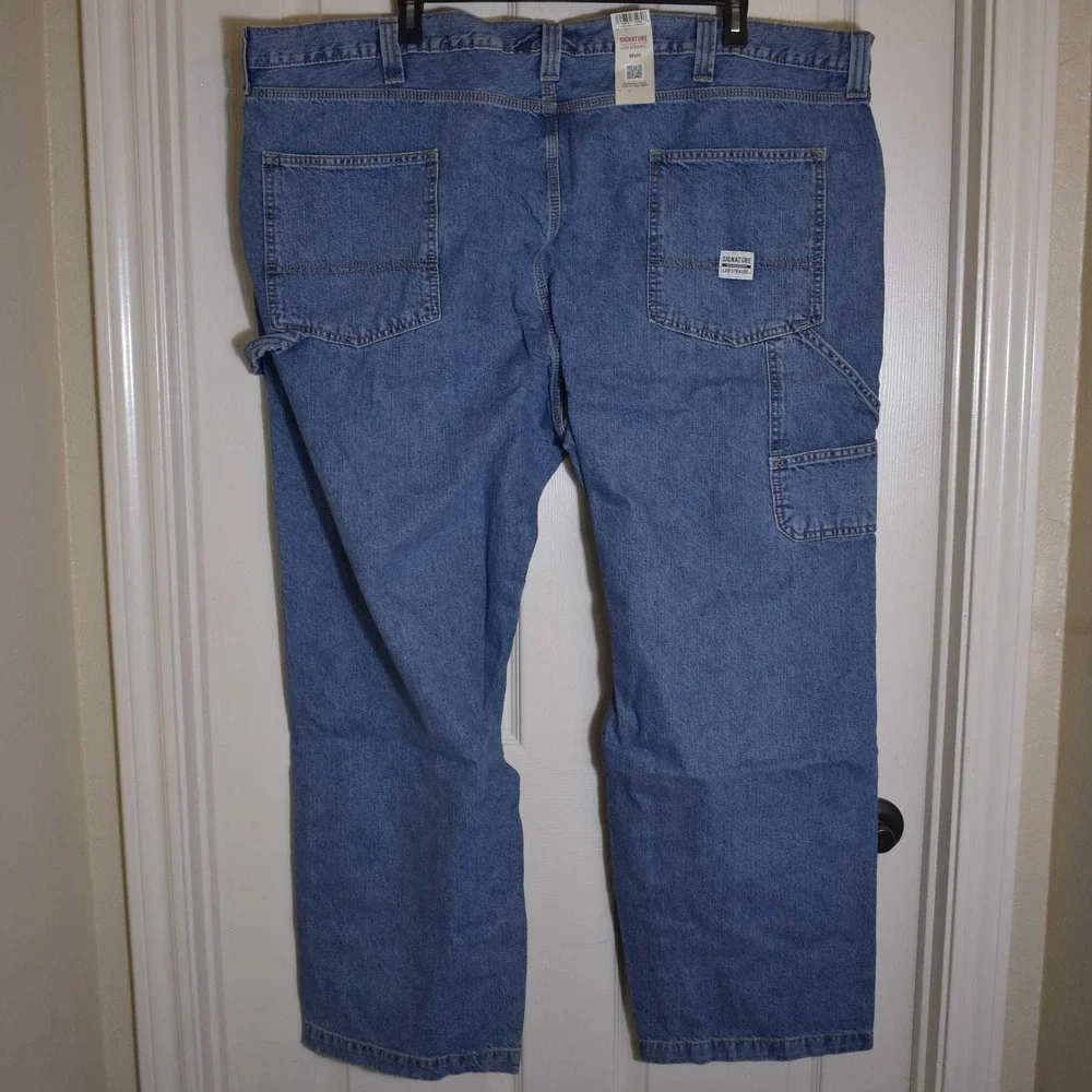 Signature by Levi Strauss Carpenter Jeans Men's 52x32 Indigo Blue Big & Tall NEW